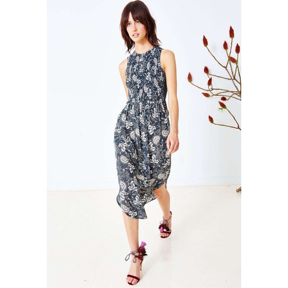 ULLA JOHNSON Gili Smocked Midi Dress Size 2